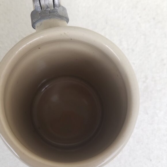 Beer Stein Pewter Lid Vtg Gerz West Germany Blue‎ And Beige tavern scene - Picture 9 of 11